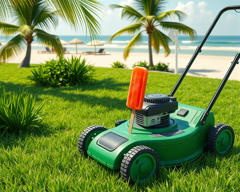 green, beach, lawn mower, popsicle